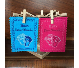 Stickdatei ITH - Postkarte Willkommen kleiner Mensch